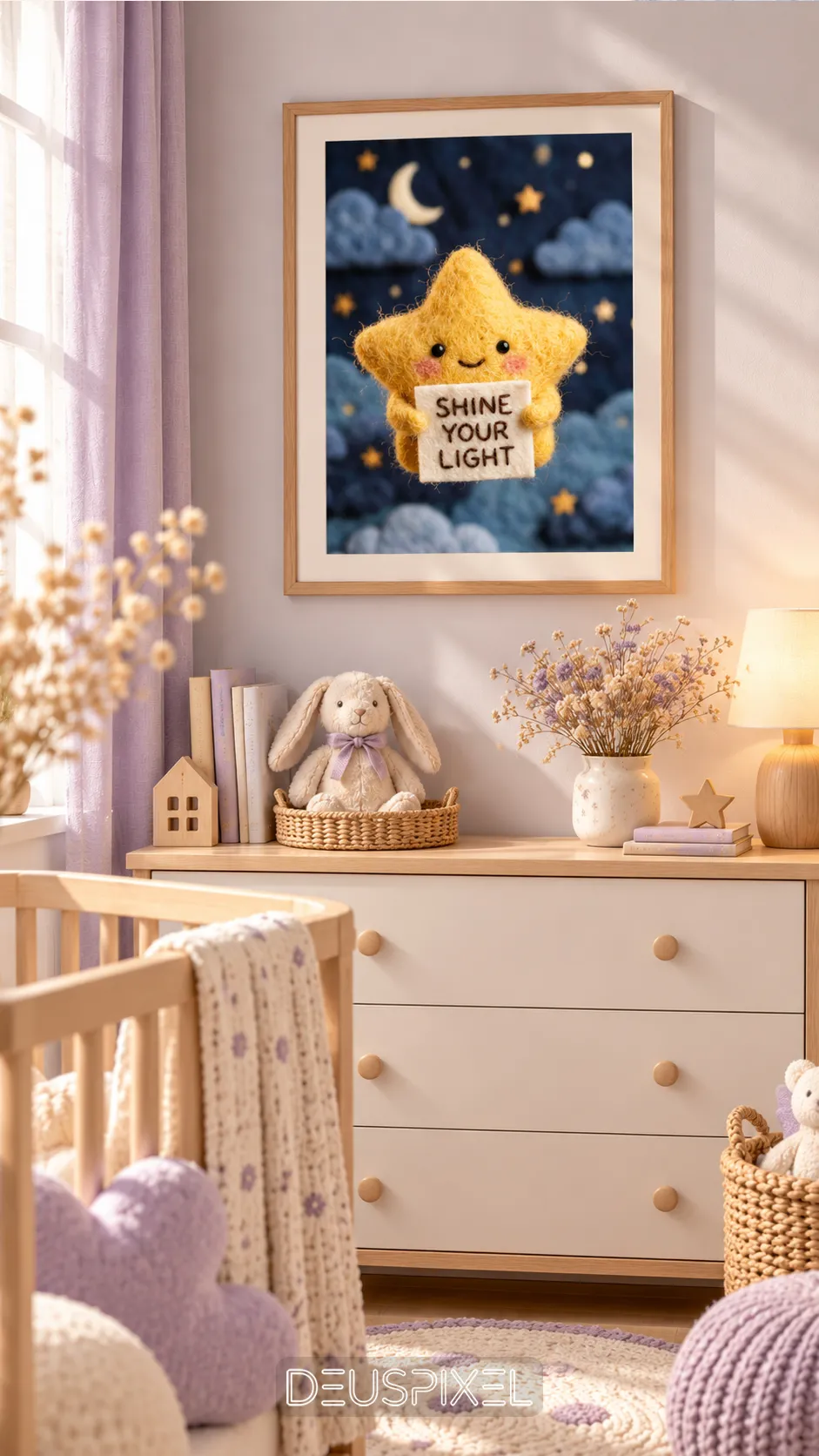 Shine Your Light nursery wall art room mockup