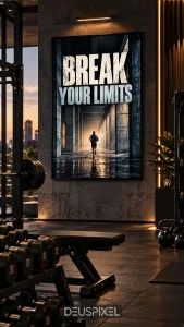 Break Your Limits motivational wall art gym mockup