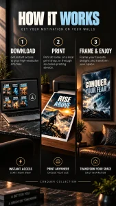 Conquer Collection digital wall art how it works