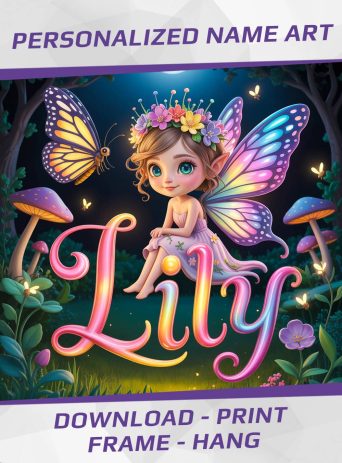 Personalized Name Cute Magical Fairy Art (Digital Download)