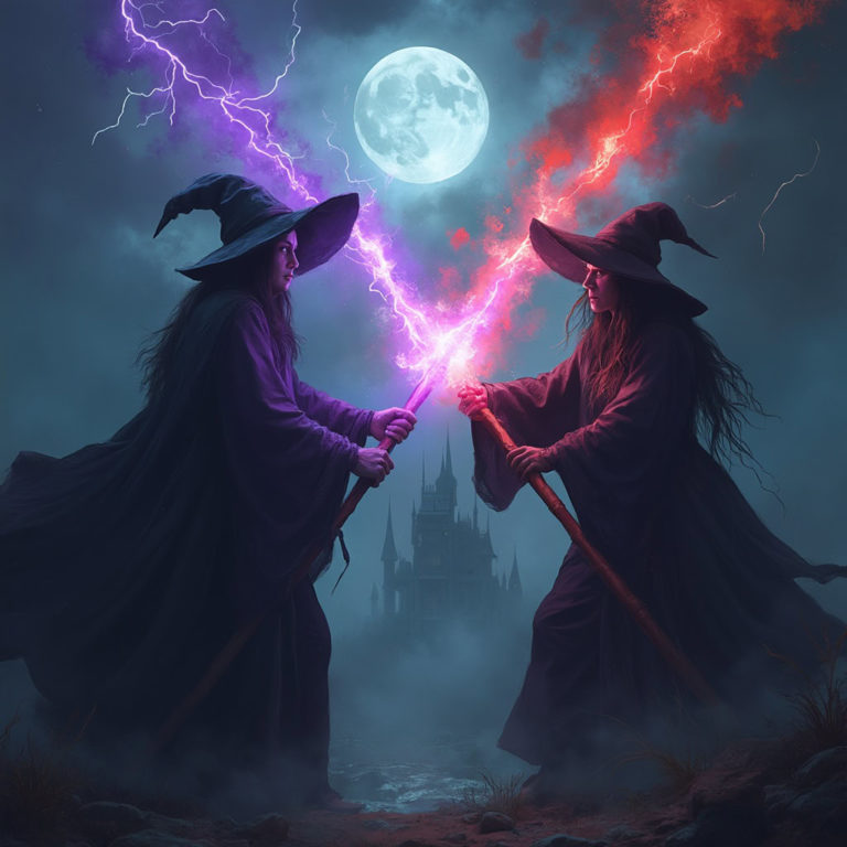 Clash of Spells: Witches’ Duel Under the Moon