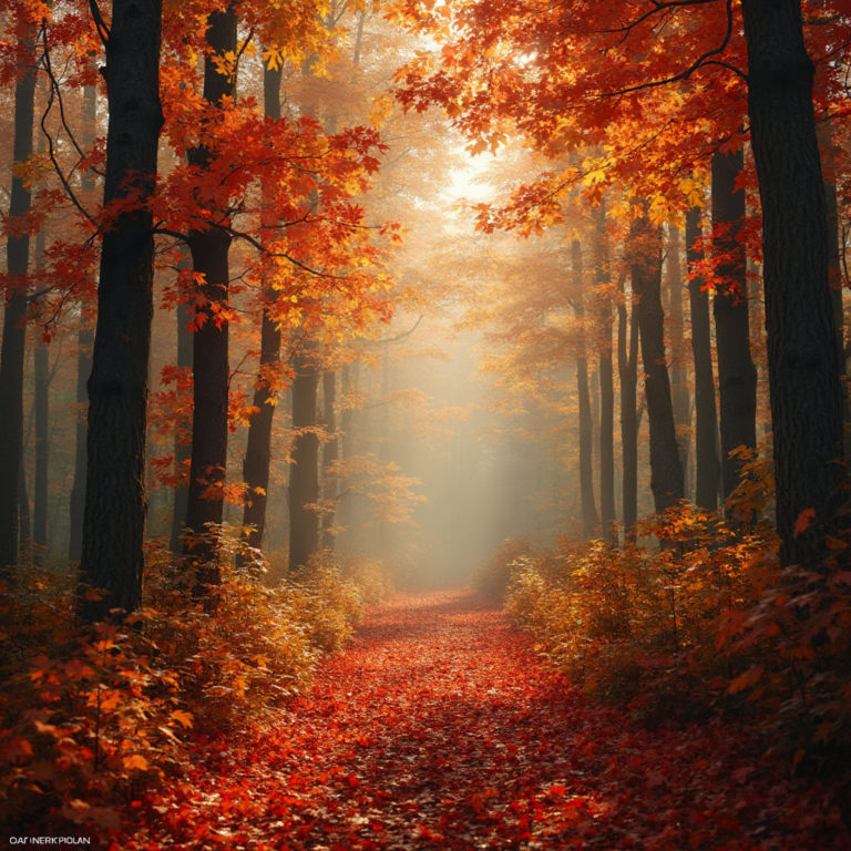 Golden Autumn Serenity: Capturing the Beauty of a Fall Forest
