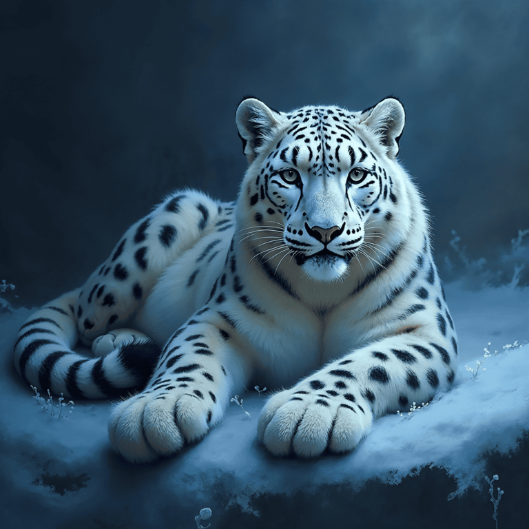 Mystical Majesty: Snow Leopard in Expressionist Art