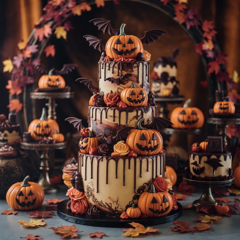 Elegant Halloween Cake Display: A Feast for the Eyes