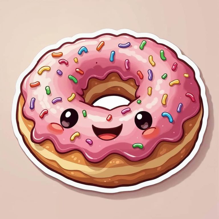 Delightful Happy Doughnut Sticker with Sprinkles