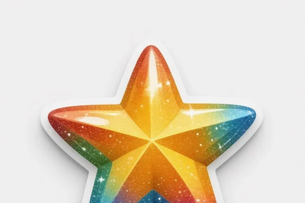 A cute rainbow star with sparkles designed as a 2D sticker