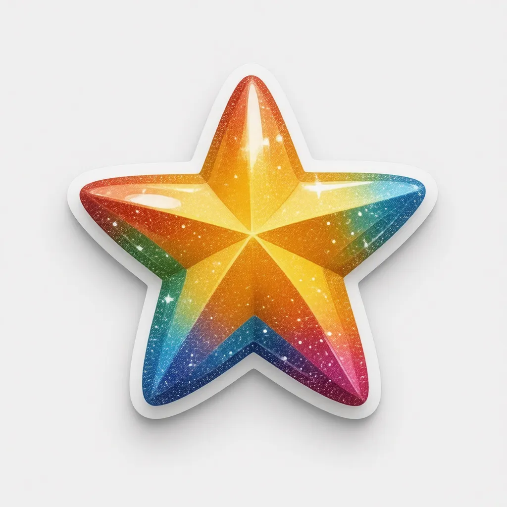 A cute rainbow star with sparkles designed as a 2D sticker