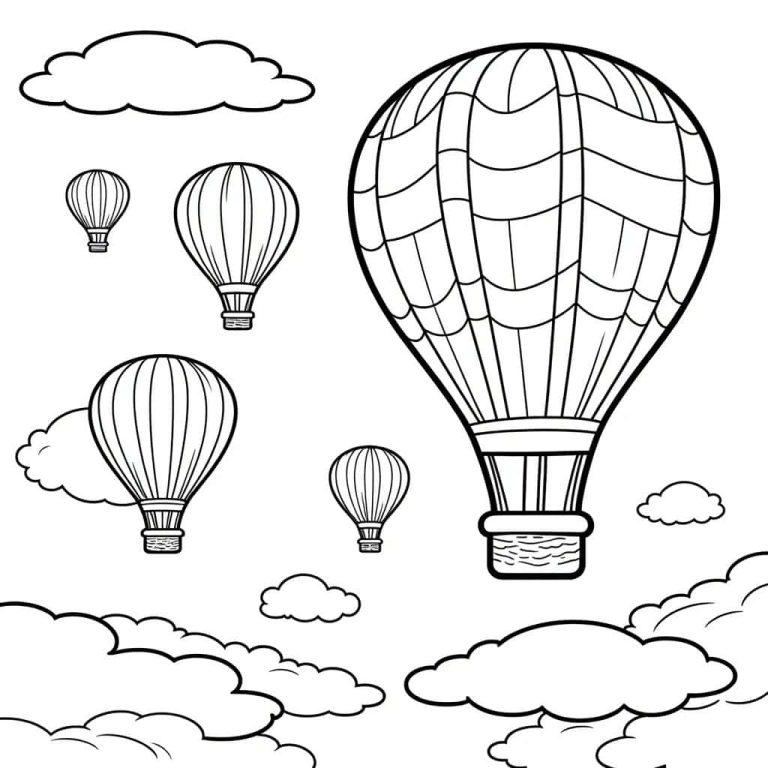 Enchanted Hot Air Balloons Coloring Page: Sky Adventure Awaits