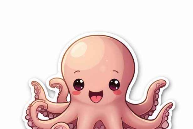 A playful octopus with a friendly face designed as a 2D sticker