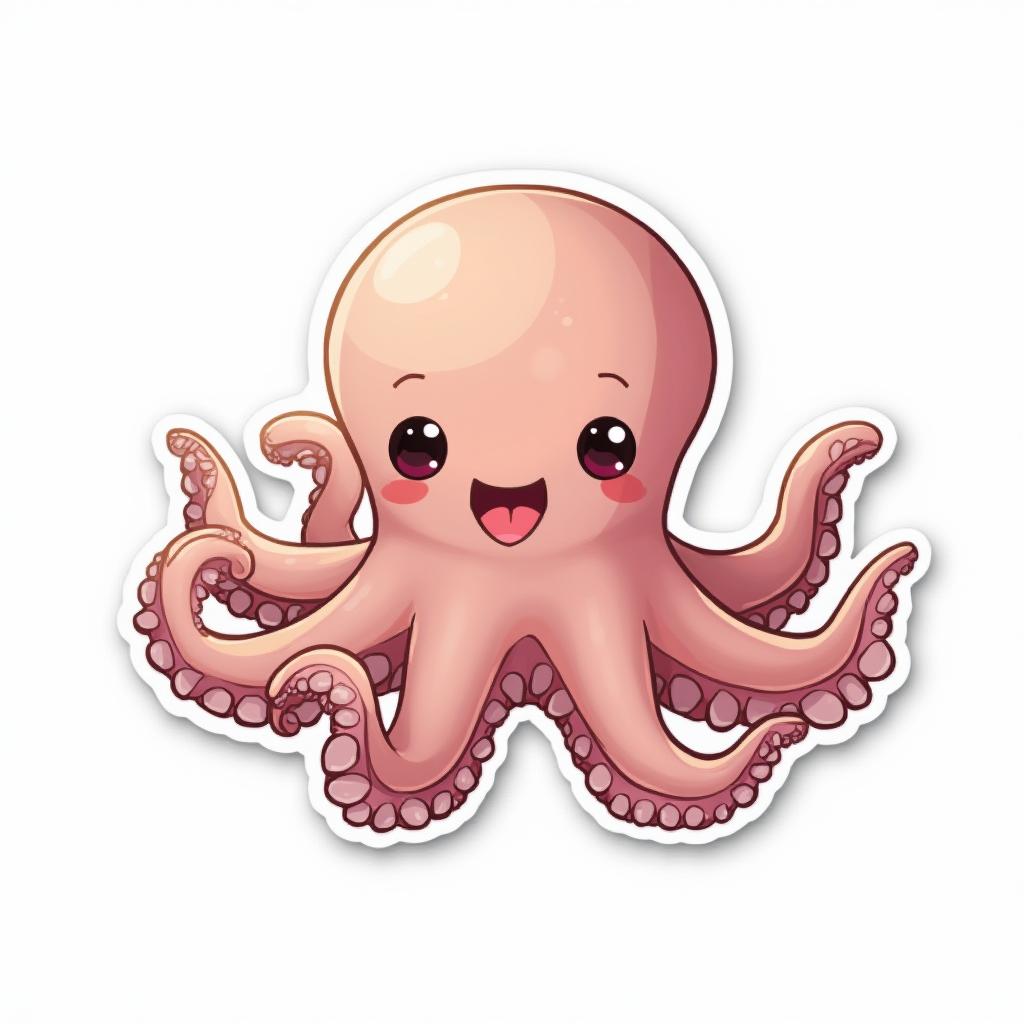 A playful octopus with a friendly face designed as a 2D sticker