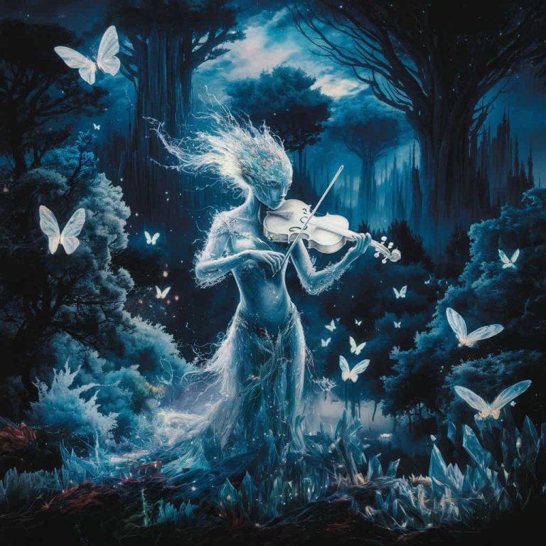 Nocturne of the Crystalline Forest: A Watercolor Dreamscape