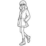 Black and white lineart illustration of preppy fashion for coloring.