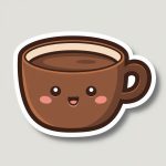 A cute smiling cup of hot chocolate designed as a 2D sticker