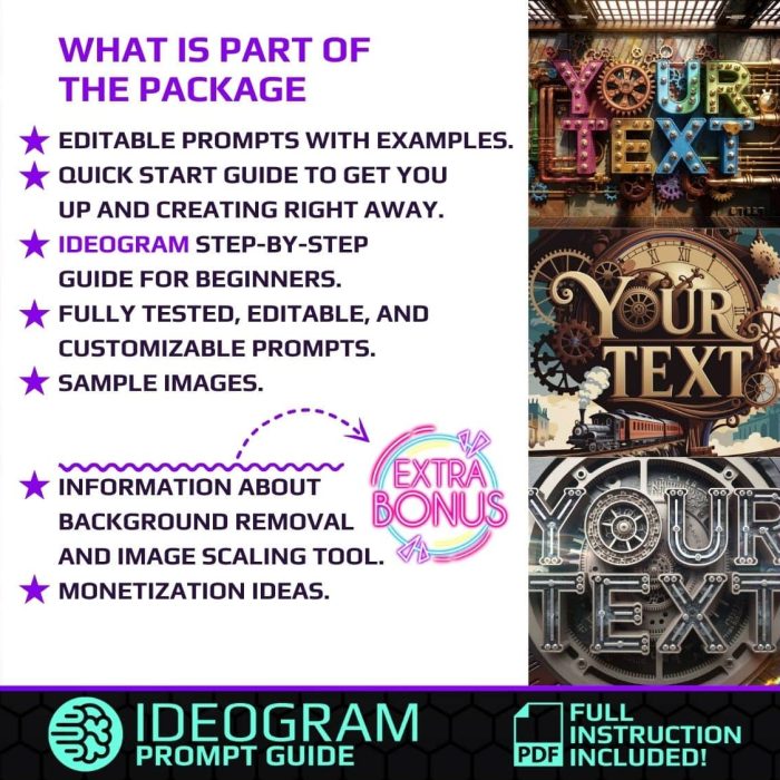 33 Steampunk Text Style Prompts for Ideogram – Vintage-inspired industrial typography with gears, pipes, and mechanical design elements.