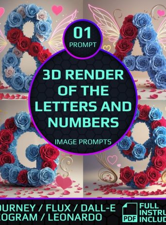 Rose & Wings Number and Letter Art Prompt – Create Stunning Floral Designs with Ideogram, MidJourney, Flux, Leonardo, and DALL-E