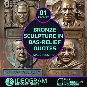 Historical Art Prompts for Ideogram 2.0 | Instant Download to Create Unique Bas-Relief Designs with Iconic Quotes and Vintage Textures