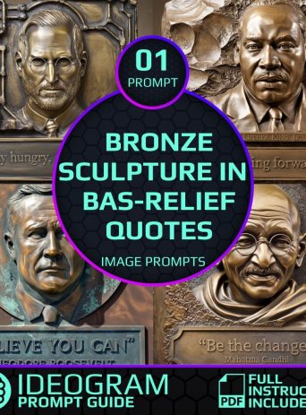 Historical Art Prompts for Ideogram 2.0 | Instant Download to Create Unique Bas-Relief Designs with Iconic Quotes and Vintage Textures