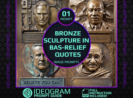 Historical Art Prompts for Ideogram 2.0 | Instant Download to Create Unique Bas-Relief Designs with Iconic Quotes and Vintage Textures