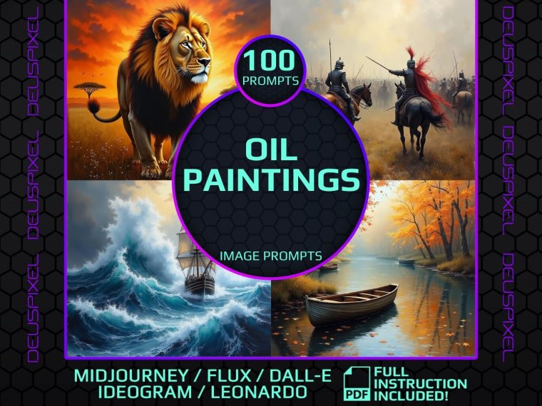 Oil Painting Prompts | Create Stunning Digital Art with Rich Textures, Bold Brushstrokes, Realistic Painterly Styles, and Classic Elegance