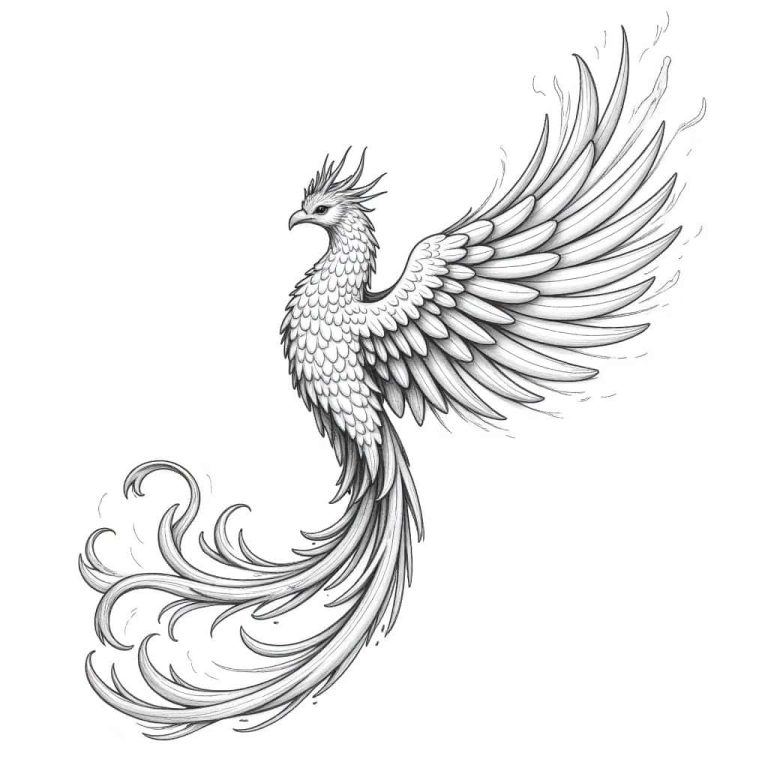 Cosmic Phoenix Coloring Page