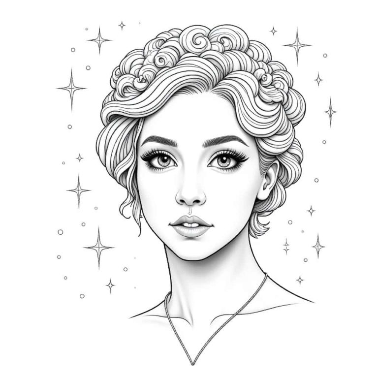 Enchanted Starlight Coloring Page: A Celestial Symphony in Pencil