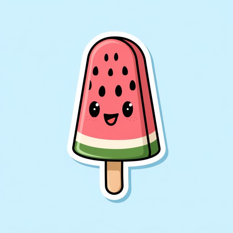 Cute Smiling Watermelon Popsicle Sticker Design
