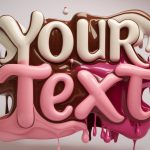 A 3D render of melting chocolate typography blending vibrant tones and conceptual artistry.