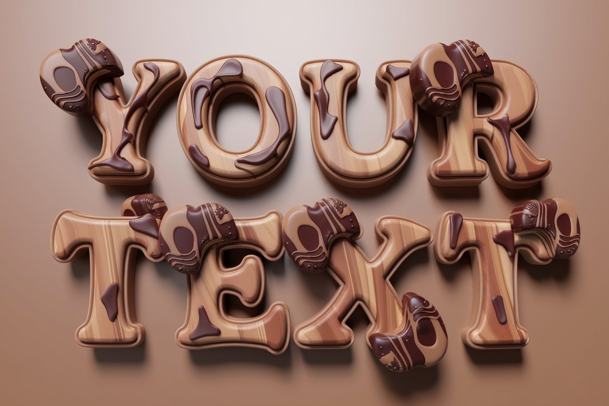 Rustic wooden letters adorned with intricate chocolate patterns