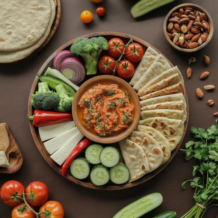 Rustic Overhead Veggie Platter Culinary Graphic Prompt