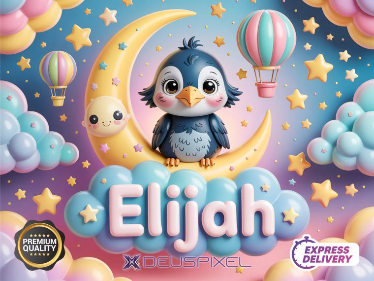 Personalized Name Cute Moon Animal Art (Digital Download) - Image 6