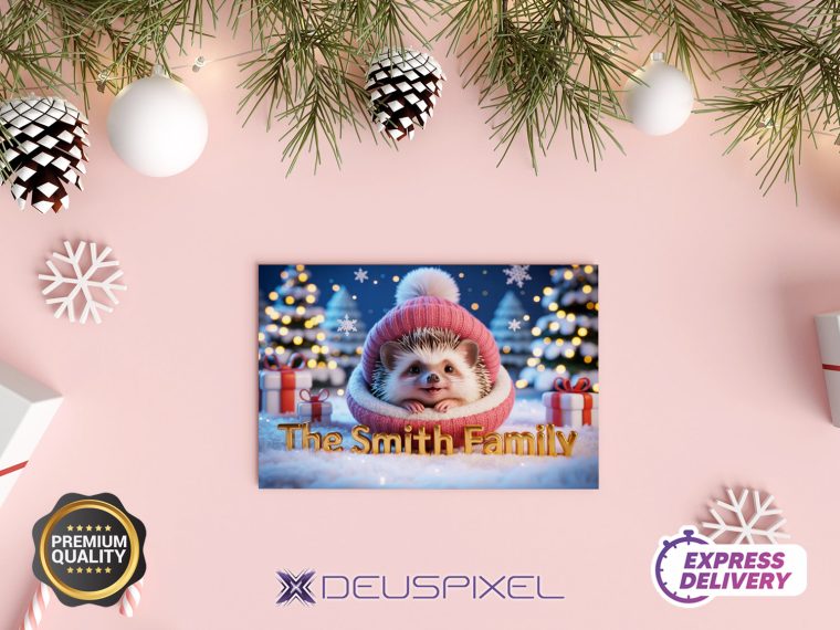 Personalized Family Name Hedgehog Christmas Art (Digital Download) - Image 5
