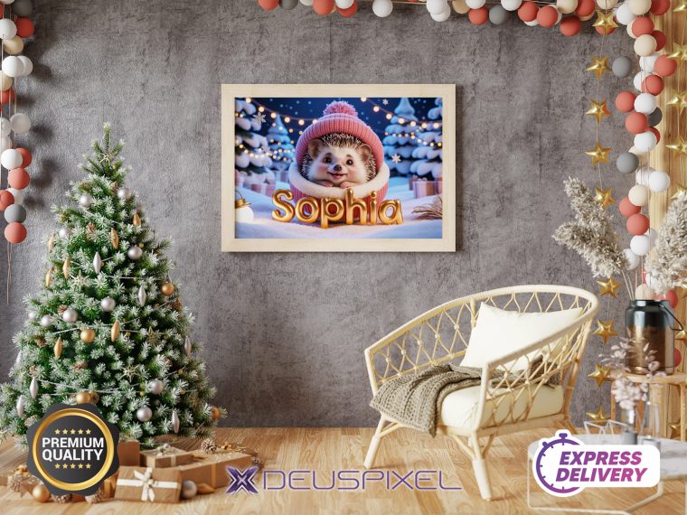 Personalized Family Name Hedgehog Christmas Art (Digital Download) - Image 3