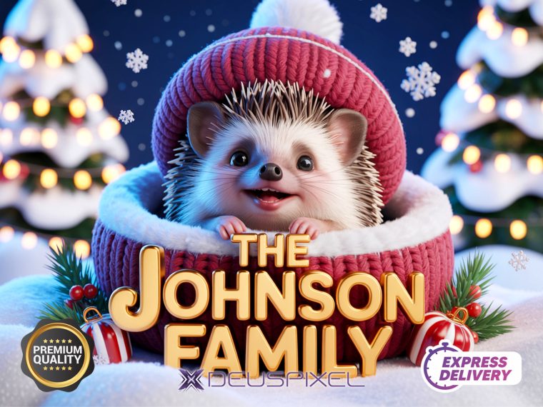 Personalized Family Name Hedgehog Christmas Art (Digital Download) - Image 9
