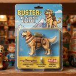 AI graphic image of a vintage blister pack action figure featuring a golden retriever mountain explorer named The Summit Sniffer Main prompt image caption: Turn your pet into a collectible toy with this viral AI image prompt
