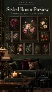 Midnight Botanicals gallery wall room mockup