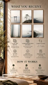 Japanese Silence wall art set what you receive and how it works